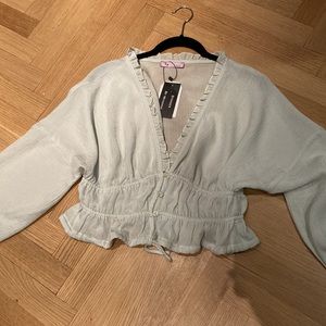 Lalavon mint boho blouse-cropped